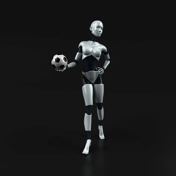 Personaje Divertido Robot Con Pelota Ilustración — Foto de Stock