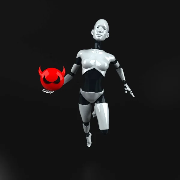 ウイルスの イラストが楽しいロボットのキャラクター — ストック写真