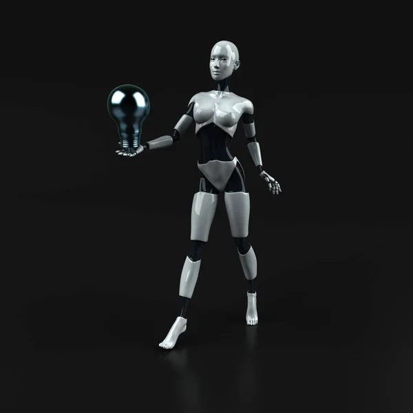 Personaje Divertido Robot Con Lámpara Ilustración —  Fotos de Stock