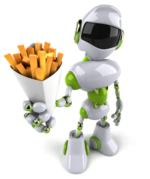 Grüner Roboter Mit Pommes Illustration — Stockfoto