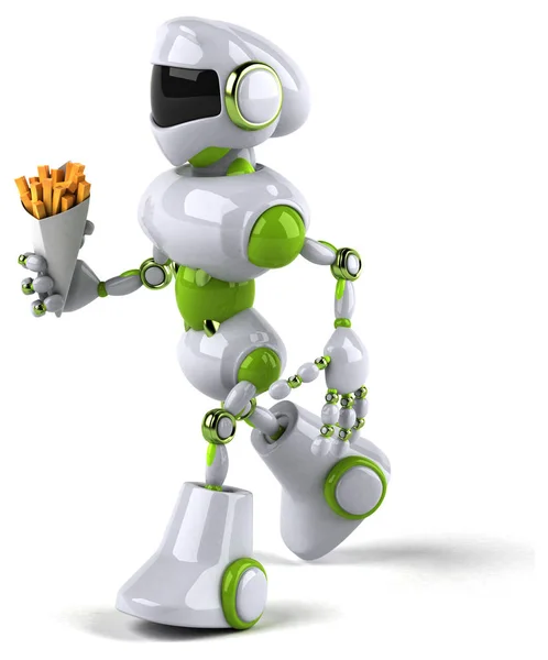 Zelený Robot Francouzské Hranolky Ilustrace — Stock fotografie