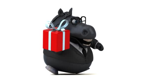 Fun Horse Gift Animation — Stock Video