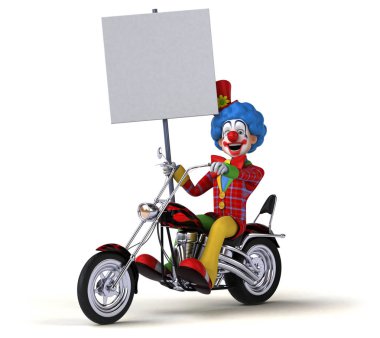 Eğlenceli palyaço motosiklet - 3d çizim