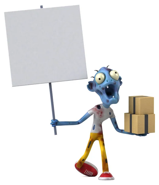 Divertido Personaje Zombie Con Cajas Ilustración —  Fotos de Stock