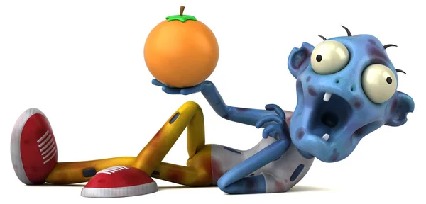 Divertido Personaje Zombie Con Naranja Ilustración — Foto de Stock