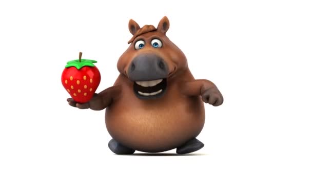 有趣的马与草莓 — 图库视频影像