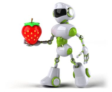 çilek - 3d çizim holding karikatür robot