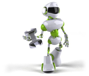 çizgi film robot holding anahtarı - 3d çizim