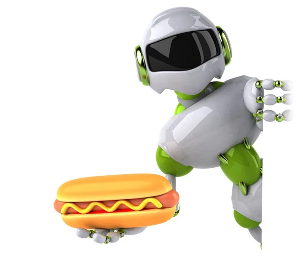 Cartoon Roboter Mit Hotdog Illustration — Stockfoto