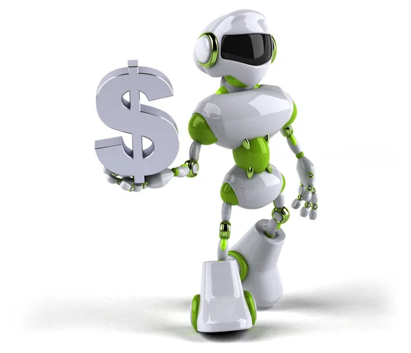 Cartoon Roboter Hält Dollar Illustration — Stockfoto