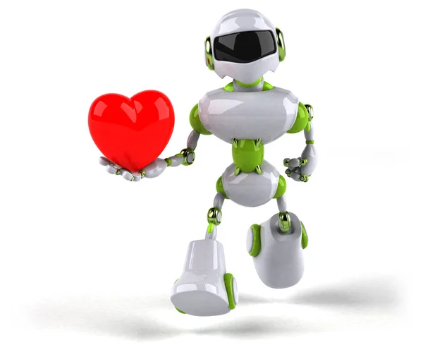 Мультяшный Робот Держит Сердце Иллюстрация — стоковое фото