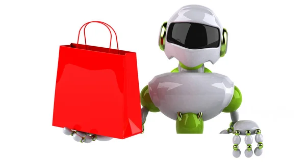 Cartoon Robot Holding Bag Illustration — Stock Photo, Image