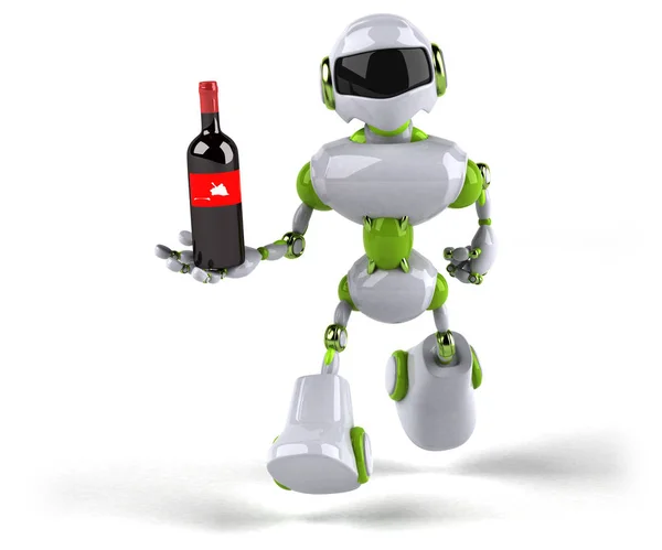 Cartoon Roboter Hält Wein Illustration — Stockfoto