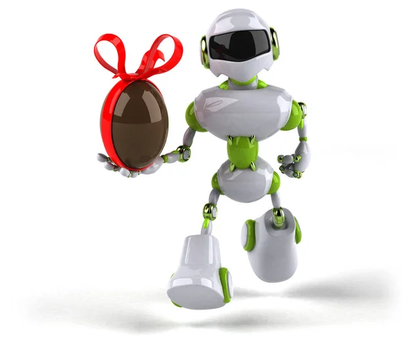 Cartoon Robot Holding Egg Illustration — Stock Photo, Image