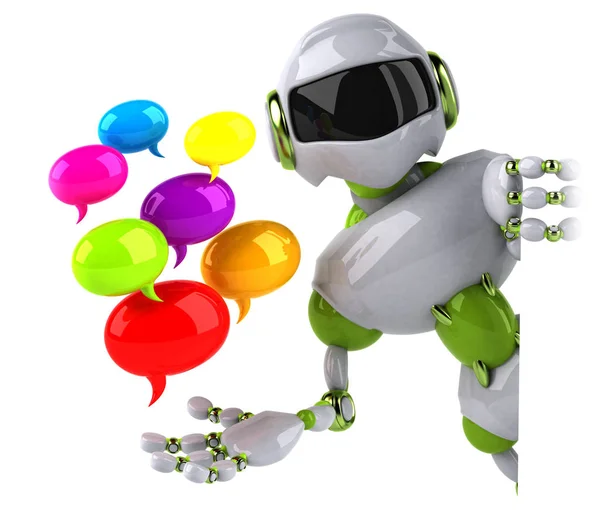 Green Robot Holding Bubbles Illustration — Stock Photo, Image
