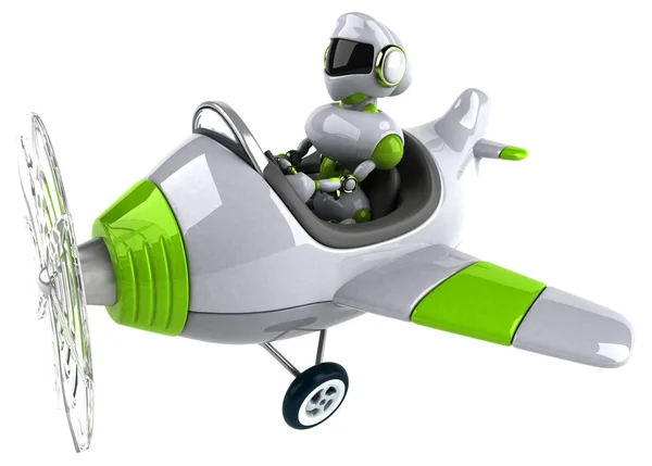 Robotul Verde Avion Illustration — Fotografie, imagine de stoc