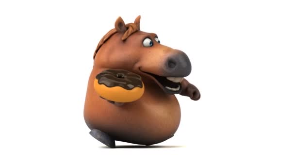 Divertido Caballo Con Rosquilla Animación — Vídeo de stock