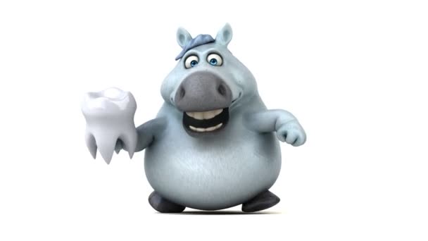 Веселая Лошадь Зубом Анимация — стоковое видео