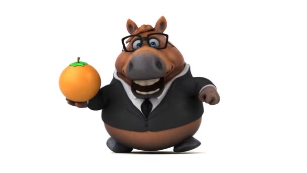 Веселий Кінь Апельсином Анімація — стокове відео