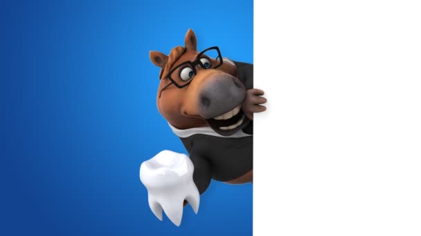 Cavalo Divertido Com Dente Animação — Vídeo de Stock