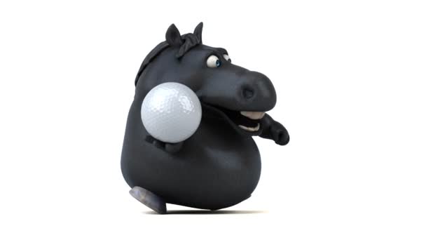 Divertente Cavallo Con Palla Piedi Animazione — Video Stock