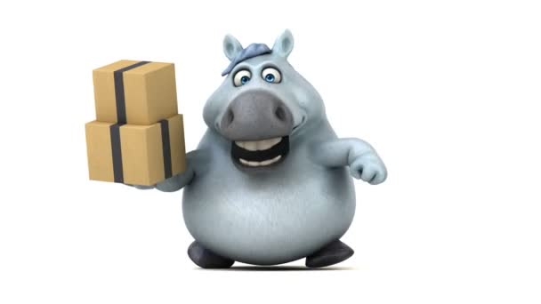 Divertido Caballo Con Cajas Animación — Vídeos de Stock