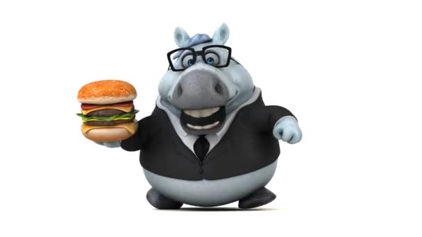 Divertente Cavallo Con Hamburger Animazione — Video Stock