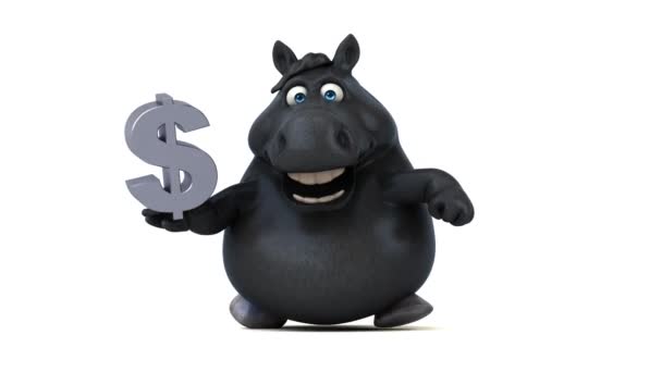 Rolig Häst Med Dollar Animation — Stockvideo