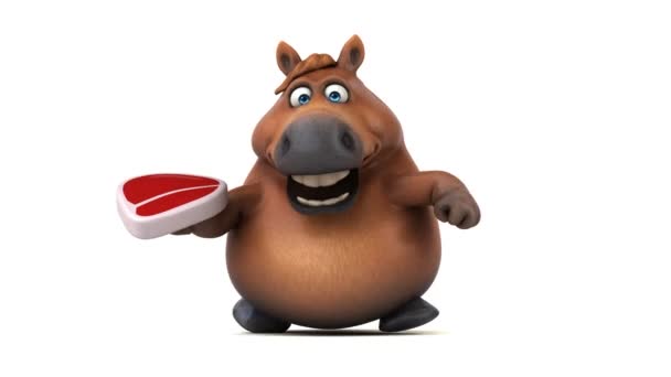 Веселая Лошадь Мясом Анимация — стоковое видео