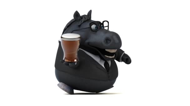 Fun Horse Beer Animation — Stock Video