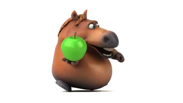 Spaßpferd Mit Apfel Animation — Stockvideo