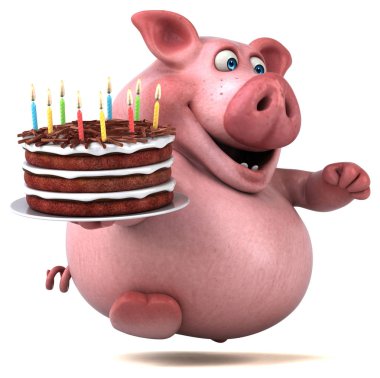 Eğlenceli çizgi film karakteri ile kek - 3d çizim