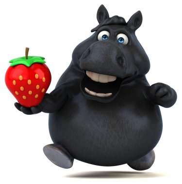 Çilekli eğlenceli at - 3D Görüntü
