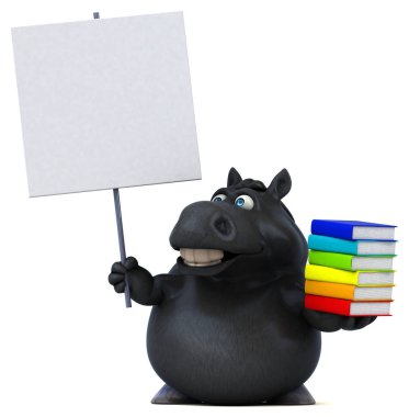 Kitaplı eğlenceli at - 3D Görüntü