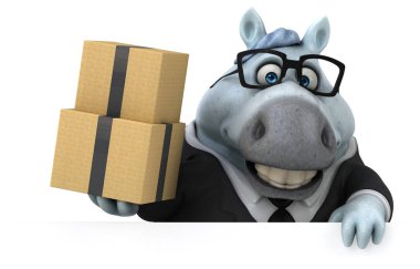 Kutuları olan eğlenceli at - 3D Görüntü