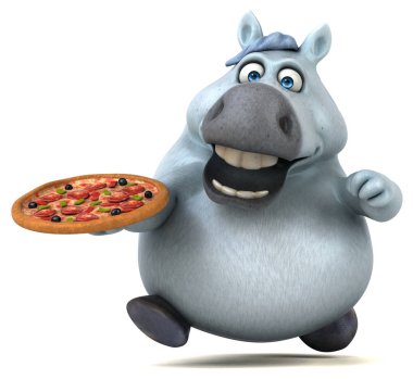 Pizza ile eğlenceli at - 3D Görüntü