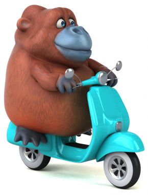 Scooter - 3d çizim üzerinde eğlenceli çizgi film karakteri