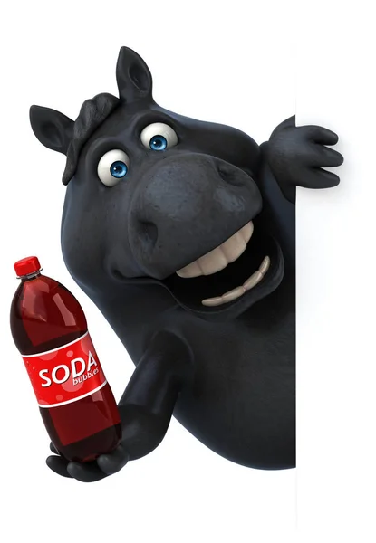 ソーダと楽しい馬 3Dイラスト — ストック写真