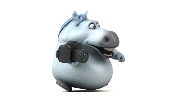 Divertente Cavallo Con Fotocamera Animazione — Video Stock