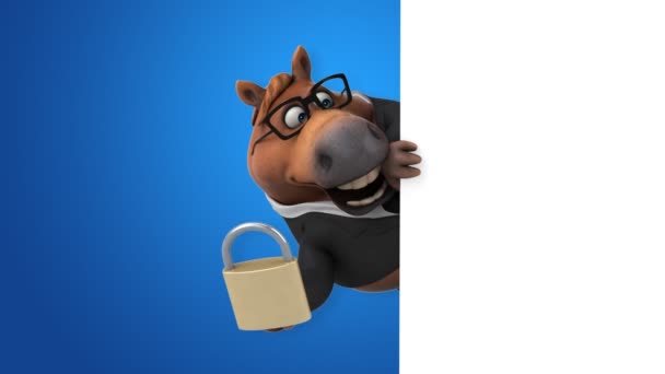 Kuda Yang Menyenangkan Dengan Kunci Animasi — Stok Video