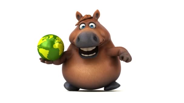 世界の アニメーションと楽しい馬 — ストック動画