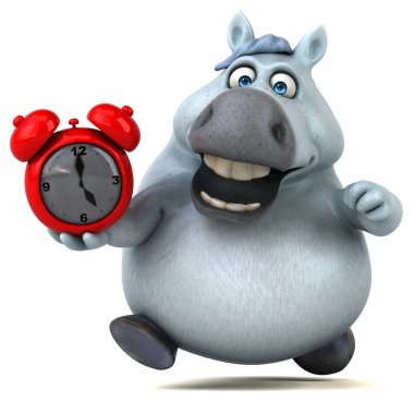 Saatli eğlenceli at - 3D Görüntü