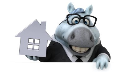 Ev ile eğlenceli at - 3D Illustration