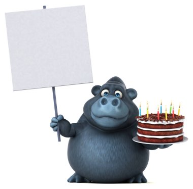 Eğlenceli çizgi film karakteri ile kek - 3d çizim