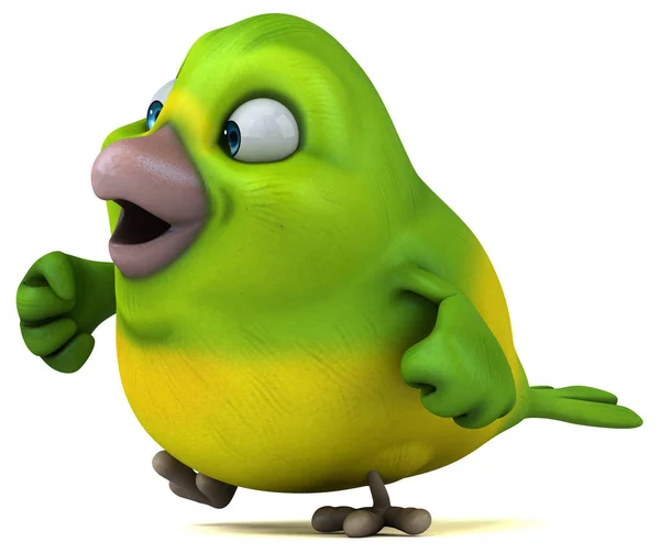 Zabawny Zielony Ptak Charakter Ilustracja — Zdjęcie stockowe