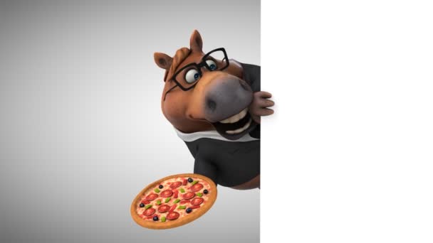 Zabawne Konia Pizza Animacji — Wideo stockowe