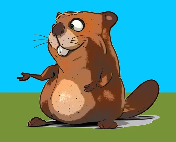 Fun Beaver Character Illustration — Stock Photo, Image