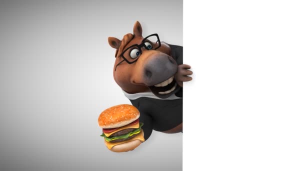 Zabawne Konia Burger Animacji — Wideo stockowe