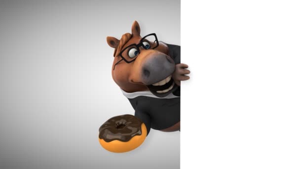 Spaßpferd Mit Donut Animation — Stockvideo