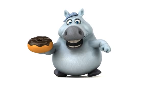 Divertido Caballo Con Rosquilla Animación — Vídeos de Stock